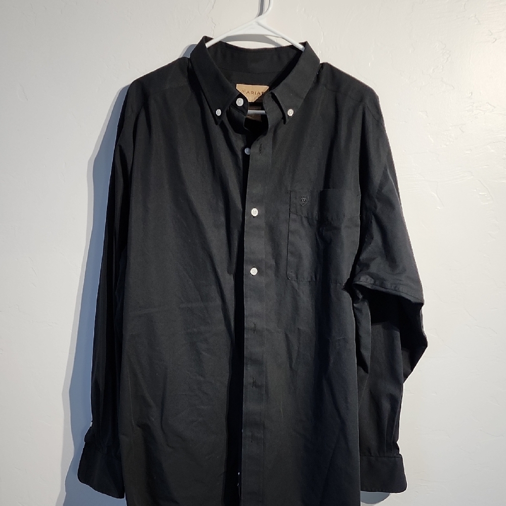 Ariat Wrinkle Free Men's  Solid Black Button-Down Shirt Sixe XL